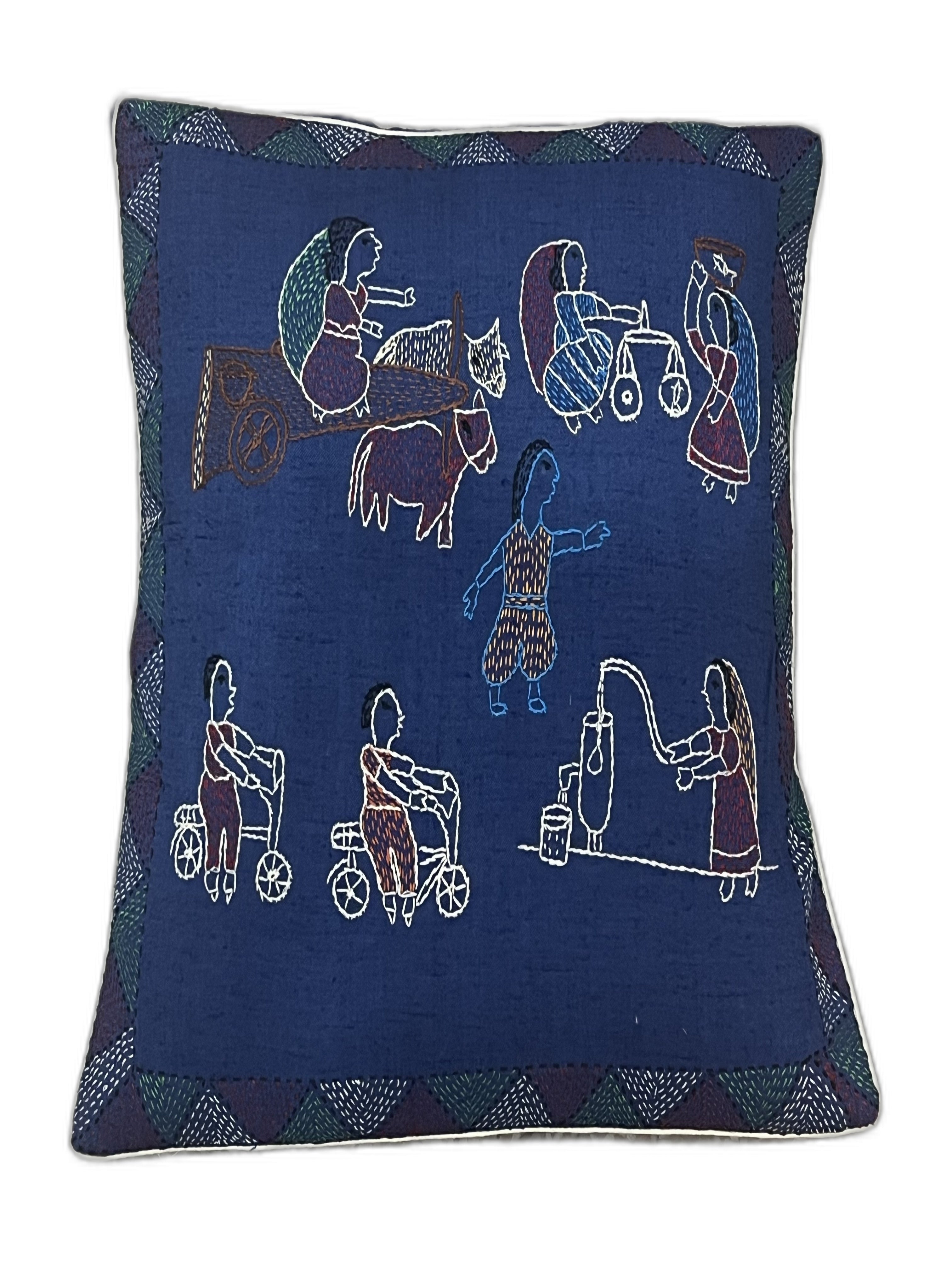 HAND-CRAFTED SUJNI RURAL LIFE CUSHION COVER